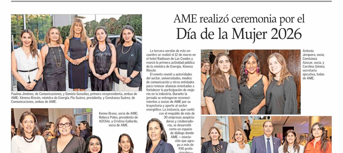 Ceremonia AME 2026 por el Día Internacional de la Mujer en sociales de El Mercurio